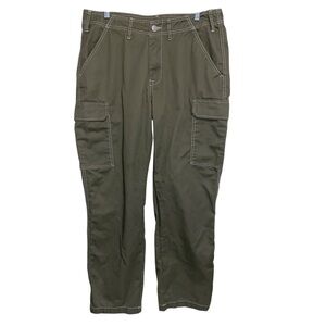 True Religion Pants Mens 34 Olive Green Cargo Contrast Stitch Utility Pockets